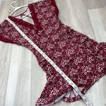 Free People Dress floral lace v neck mini womens Red (medium) sweet talker cute Photo 5
