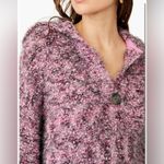 Free People Stellar Knit Pullover Sweater Pink Boucle Collared Button Size Large Photo 5