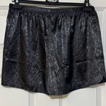 Ekouaer NWT Black Jacquard Satin Black Animal Print White Piping Shorts PJs Set Sz Large Photo 5