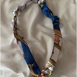 Silk scarf charm necklace Blue Photo 0
