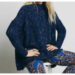 Free People Blue Chunky Knit Nightingale Oversized Pullover Sweater Size Large Photo 2