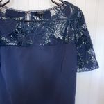 Ann Taylor  navy shift dress with lace sleeves and across top sz 6 EUC Photo 3