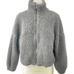Urban Outfitters Gray Sherpa Fleece Zip Up High Neck Long Sleeve Coat Jacket XS Photo 0