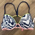 Victoria's Secret NWT  bikini swim top 34D geometric print navy and white Photo 0