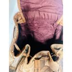 Vintage 1980s/90s Brown Leather Patchwork Clip Front Drawstring Backpack Bag Photo 14