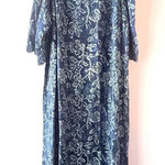 Soft Surroundings Navy Floral Print Cold Shoulder Maxi Dress Photo 0