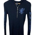 VINTAGE Y2K Sledge Women’s Half Zip Thermal Hoodie Glitter Dragon Black/Blue M Black Size M Photo 0