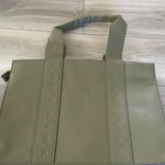 Bebe Olive Green Top Handle Embossed Logo Interior Pockets Hana Tote Photo 0