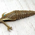 Antique Koi fish pendant, Art Deco 1930s Gold Photo 10