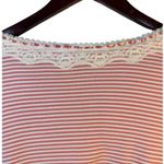 White Stag Vtg Striped Lace Trim Top Pink & White Cotton Babydoll Y2K Size L Photo 9
