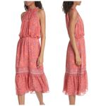 Joie  Chara Midi Dress Boho Bohemian Flowy 100% Silk Pink Tiered Print X-Small Photo 2