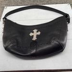 Brighton Shoulder Bag Black Hobo Bag Thick Pebble Leather Y2K Bedazzled Photo 2