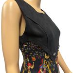 Vintage Suede Top Canvas Skirting Lined Sleeveless Zip Back Midi Dress Medium Black Photo 1