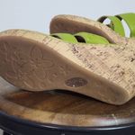 b.o.c. Green Leather Cork Sole Wedge Sandals Size 9 Green Leather Wedges Photo 8