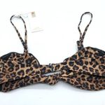 Good American  Sexy Twist Bandeau Bikini Top Leopard Print Brown 4 US XL Photo 1