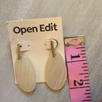 Open Edit NWT Iridescent White Oval Disc Earrings with Light Gold Tone Post Photo 7