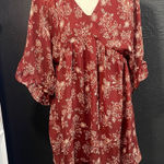 Bailey blue  Floral V-Neck Women's Top - Red Photo 0