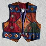 VTG 90s Coldwater Creek muted primary Southwestern Aztec tapestry vest LARGE Photo 0