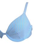 ONIA New  Wired Bikini Top Blue Seersucker Striped Size Medium Photo 4