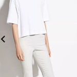 Vince Cropped Flare White Poplin Pant Coastal Nautical Size Small Side Zip Photo 0