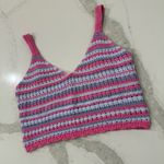 Hollister  Crochet Striped Knit Crop Top Women’s Large Pink/Purple Boho Vacation Photo 2