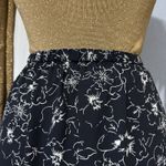 Norton Mcnaughton  Midi Skirt Black Floral Lightweight 1/2 Elastic Waist Size L Photo 6
