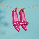 Vivaia Michelle 2.0 Pointed Toe Two Tone Bow Loafer Flats in Pitaya Beige Pink Size 6 Photo 1