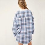 Free People  Blue Plaid Sunday Morning Sleep Shirt Sz M Photo 11