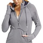 Athleta Heavenly Hail Striped Hoodie Sweatshirt Pullover Blue/White Size XXS Photo 1