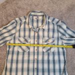 Carhartt Womens L 12 14 Blue Plaid Button Up Shirt 3/4 Roll Tab Sleeve Workwear Photo 9