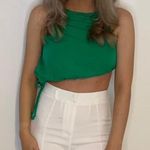 ZARA  EMERALD GREEN ASYMMETRICAL CTOP TOP Photo 7