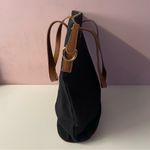 Forever 21 Black Canvas & Cognac Brown Faux Leather Tote Bag GUC Photo 2