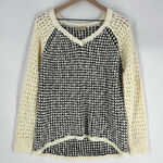 Urban Decay Urban Day Black & Cream Open Knit Long Sleeve V-Neck Sweater Size M/L Photo 0