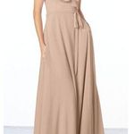 Morilee by Madeline Gardner Latte Taupe Long Gown Chiffon Dress Plus size Tan Size 10 Photo 0