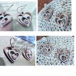 Handmade Heart Earrings Valentine' s Open Cut Triple Designs Dangle Hoo… Photo 4