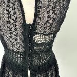 Hendi Black Lace Top Halter Open Back Whimsigoth Goth Fairy Tie Back One Size Size M Photo 10