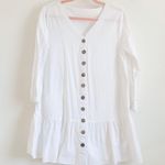 White 3/4 Sleeve Boho Lightweight V Neck Shirt Dress Size M Photo 6