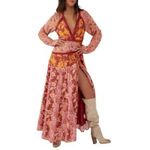 Free People  Tilda Maxi Wrap Dress in Femme Combo Long Sleeve Size Large L Photo 8