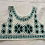 Papaya Blue green and white crochet crop top Photo 0