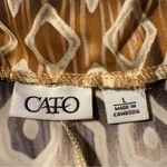 Cato  Womens Maxi Skirt Sz Large High-Low‎ Hem Geometric Brown Tan Stretch Earthy Photo 4