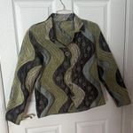 Women's Reversible Tapestry Jacket Gray Green Black Button Front Art To Wear med Photo 0