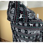 PINK - Victoria's Secret Victoria Secret PINK Reversible Fleece Hooded Belted Robe Black White Size XS Photo 4