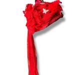 Wide Brim Church Kentucky Derby Dress Hat Red Silver Glitter Butterflies Train Photo 1