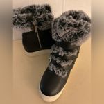 J/Slides Women's Black leather Fur Photo 5