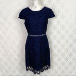 Sam Edelman  Navy‎ Lace Cap Sleeve Sheath Dress Cutout Waist Photo 8