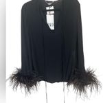 ZARA  Black Blouse with Feather Cuffs Photo 2