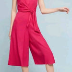 Anthropologie MAEVE Hot Pink Jumpsuit Smocked Strapless Wide Leg Photo 0