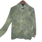 Sigrid Olsen Sigrid Olson S Green Fern Leaf Floral Long Sleeved Top Photo 0