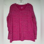 Sonoma Top Womens Size XL Pink Striped Long Sleeve V Neck Casual Work Vacation Photo 5