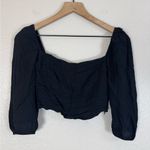 Wilfred Aritzia Lolita Blouse Smocked Cropped Black size Small $110 Photo 3